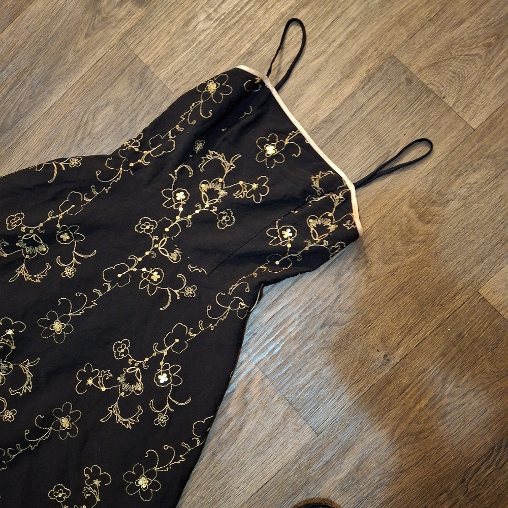 Vintage Y2K Steppin Out Embroidered Sequin Mini Ruffle Dress. - Picture 4 of 14